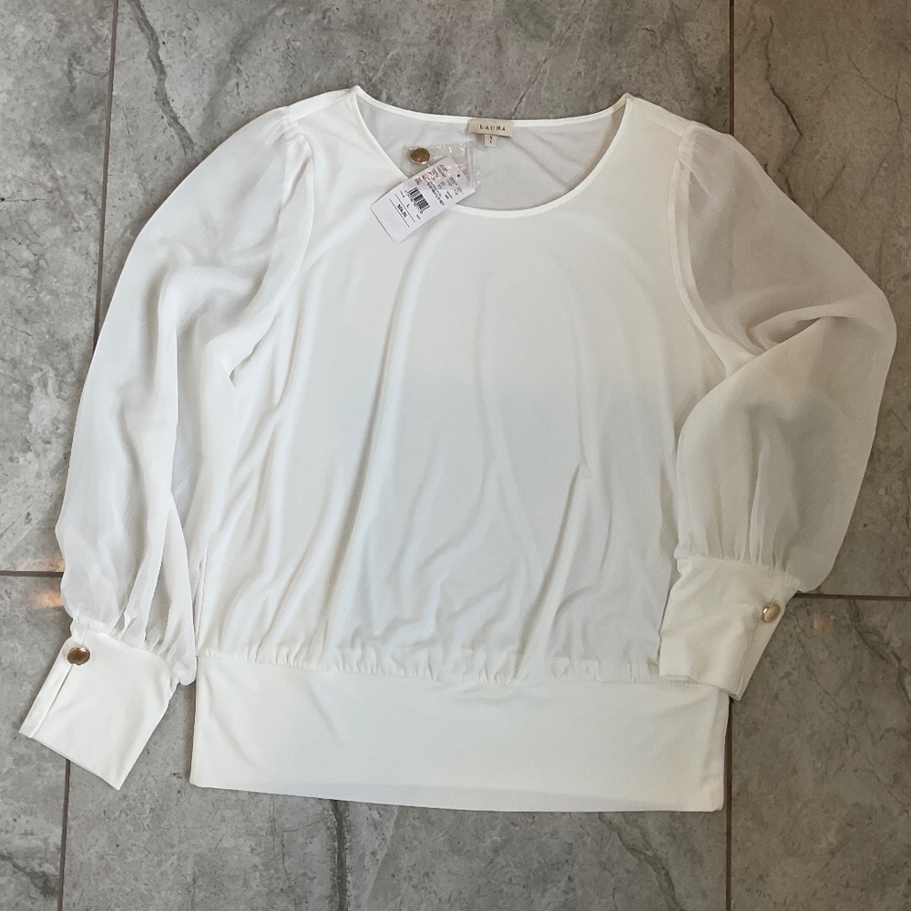 Ivory Laura Boat Neck Long Sleeve Top